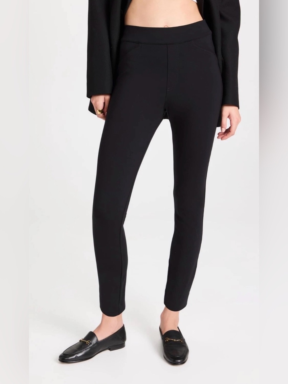 NWT Spanx Back Seam Skinny Women's Black Slim Ponte Ankle Pants Work Wear M Tall